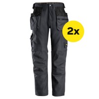 Snickers 2x 6224 AllroundWork Canvas+ Stretch Work Trousers+ Holster Pockets