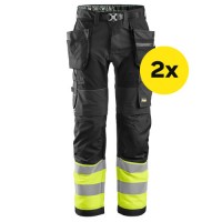 Snickers 2x 6931 FlexiWork Hi-Vis Trousers Holster Pockets
