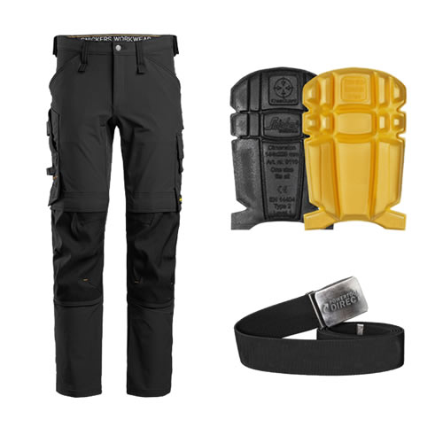 Snickers 6371 Stretch Trousers Kit inc 9110 Kneepads & PTD Belt Snickers 6371 Stretch Trousers Kit inc 9110 Kneepads & PTD Belt