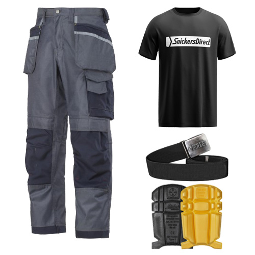 Snickers 3212 Work Trousers & SD T-Shirt, Kneepads & Belt Snickers 3212 Work Trousers & SD T-Shirt, Kneepads & Belt