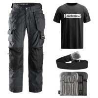 Snickers 3223 New Floor Layers Workwear Trousers x 1 Plus 9118 Knee Pads, Belt, T-Shirt