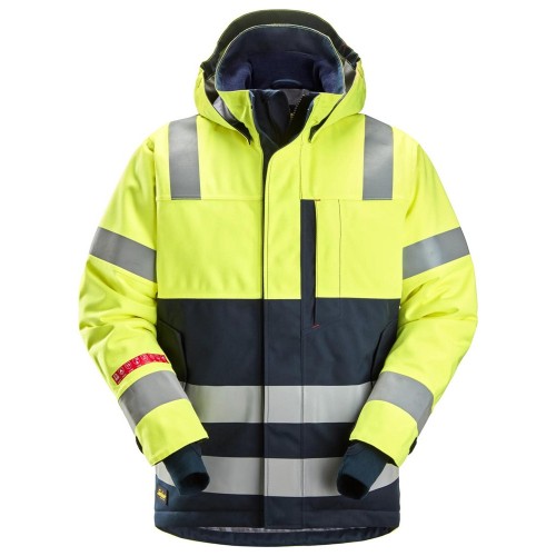 Snickers 1162 ProtecWork Waterproof Class 3 Hi-Vis Yellow Insulated Hooded Jacket Snickers 1162 ProtecWork Waterproof Class 3 Hi-Vis Yellow Insulated Hooded Jacket